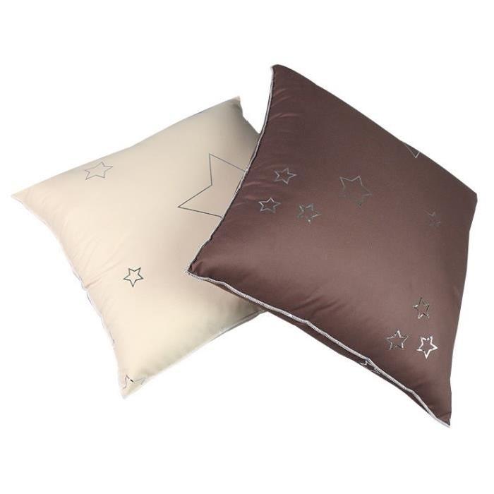 DODO Lot de 2 coussins décoratifs Étoile 40 cm chocolat et beige