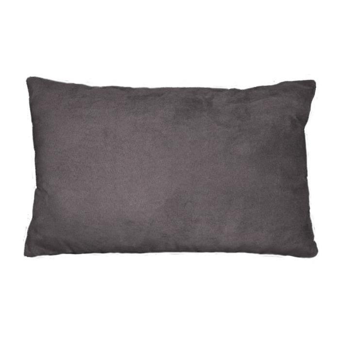 Coussin 30x50cm suédine uni Anthracite