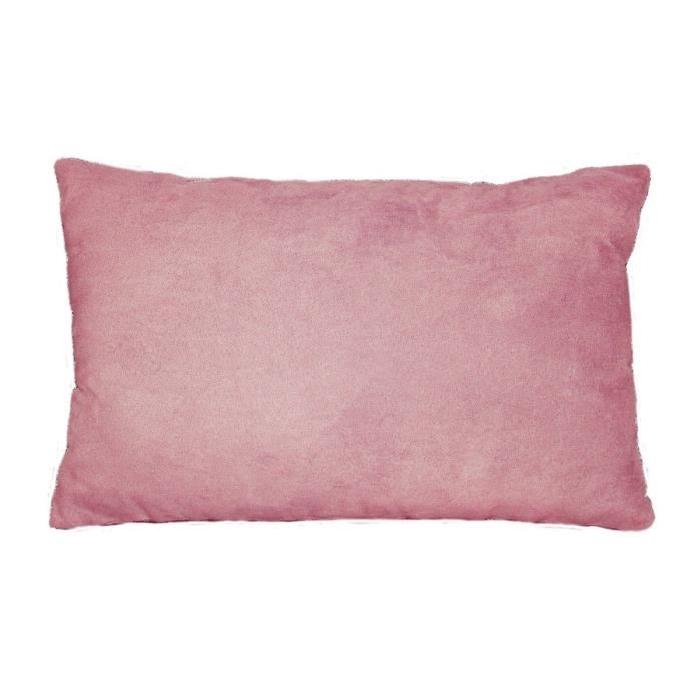 Coussin 30x50cm suédine uni Rose