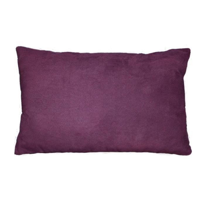 Coussin 30x50cm suédine Prune