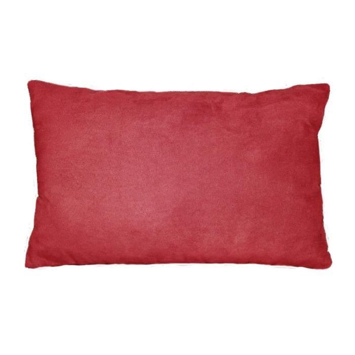 Coussin 30x50cm suédine uni Rouge