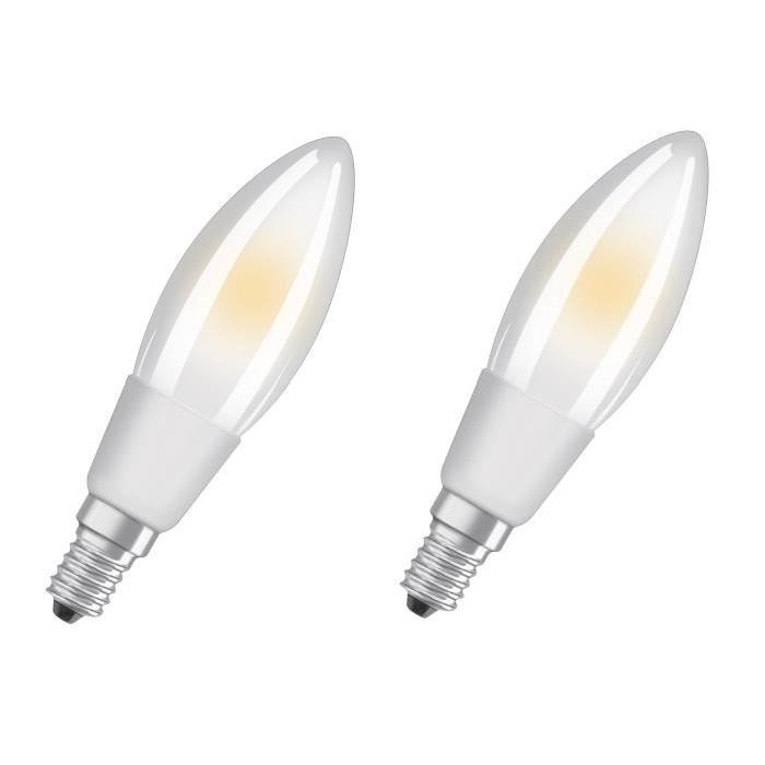 OSRAM Lot de 2 Ampoules LED E14 flamme dépolie 5 W équivalent a 40 W blanc chaud dimmable variateur