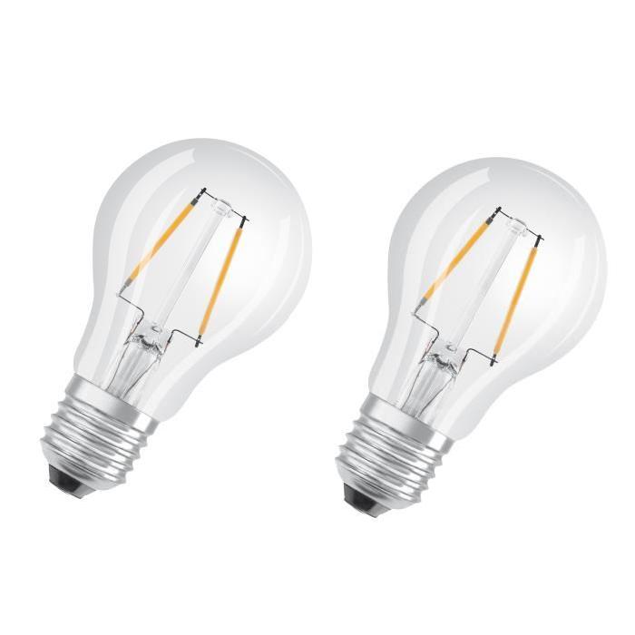 OSRAM Lot de 2 Ampoules LED E27 standard claire 1,2 W équivalent a 15 W blanc chaud