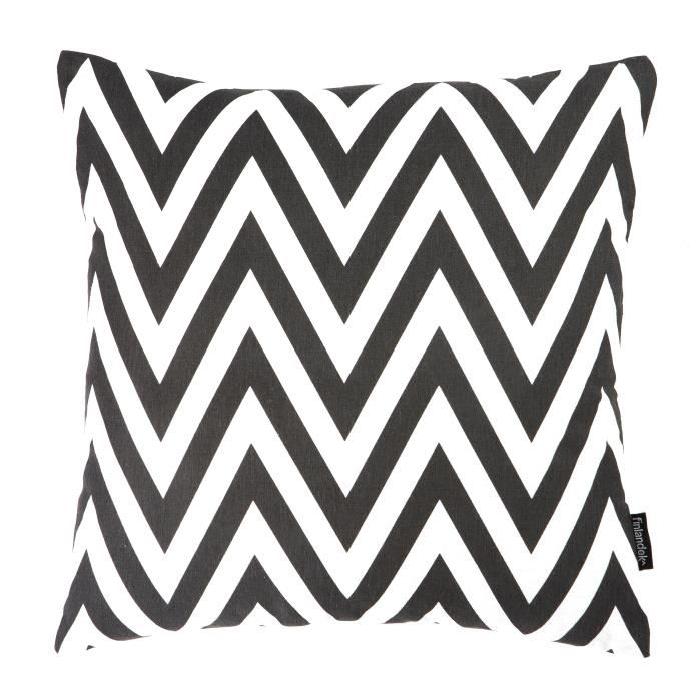 FINLANDEK Coussin imprimé zigzag noir 40 cm noir - KERAVA - SIKSAK