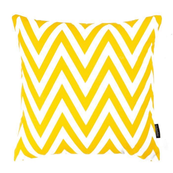 FINLANDEK Coussin imprimé zigzag jaune moutarde 40 cm - KERAVA - SIKSAK