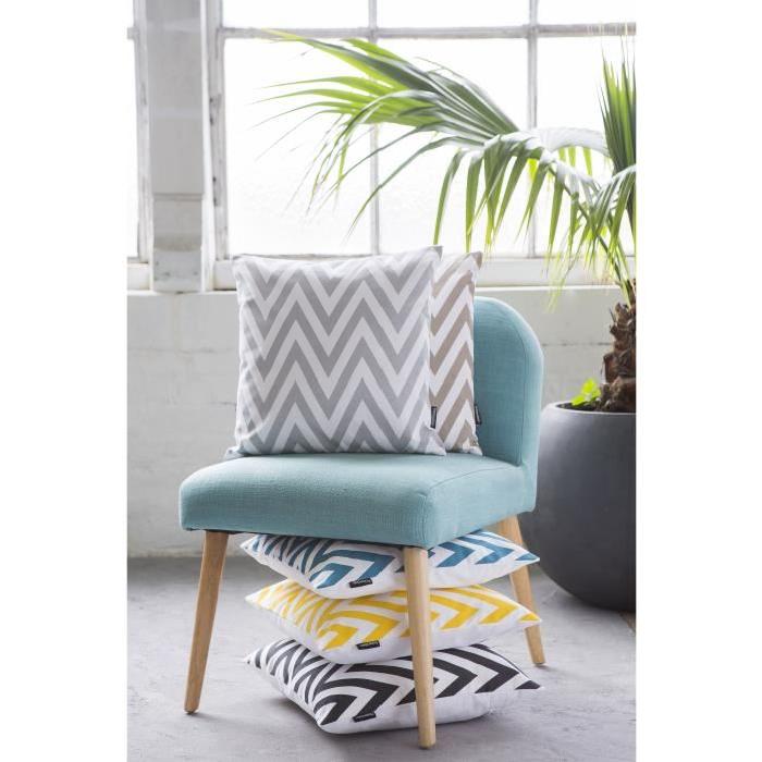 FINLANDEK Coussin imprimé zigzag bleu pétrole 40 cm - KERAVA - SIKSAK