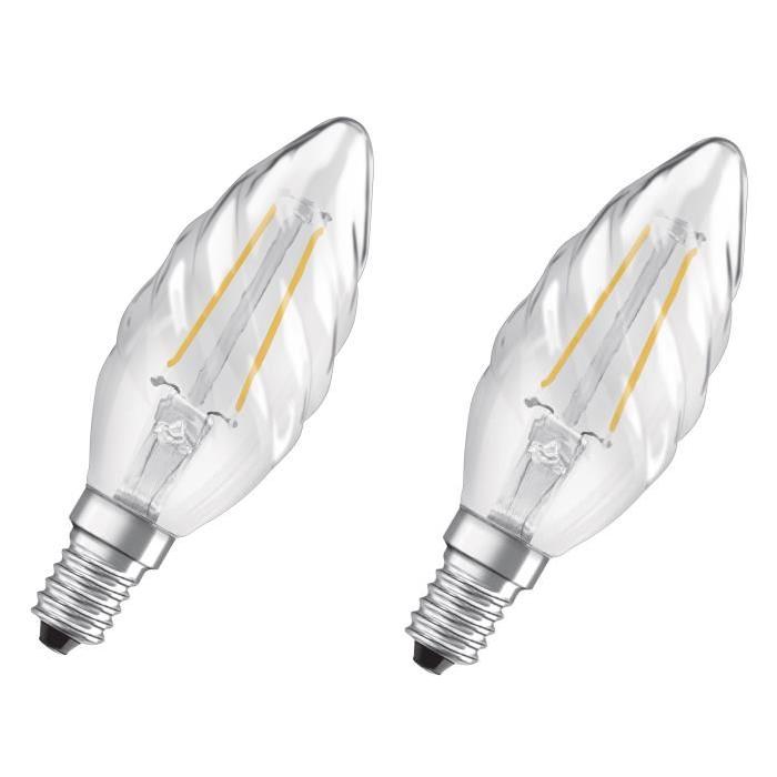 OSRAM Lot de 2 Ampoules LED E14 flamme torsadée 2 W équivalent a 25 W blanc chaud