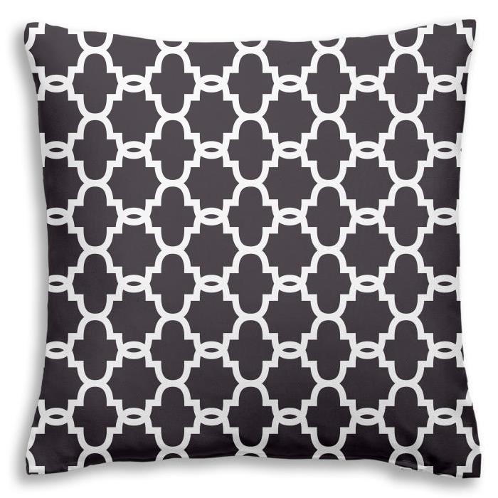 FINLANDEK Coussin Moona style scandinave 40x40 cm gris anthracite et blanc