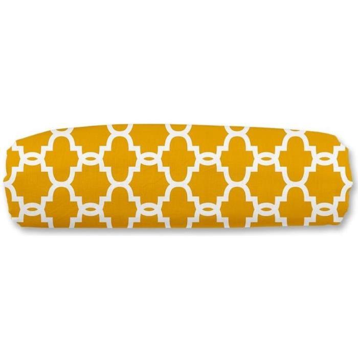 FINLANDEK Polochon Moona style scandinave 17x50 cm jaune moutarde et blanc