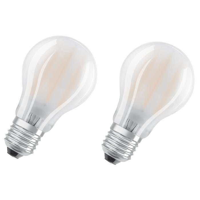 OSRAM Lot de 2 Ampoules LED E27 standard dépolie 6,5 W équivalent a 60 W blanc froid dimmable variateur