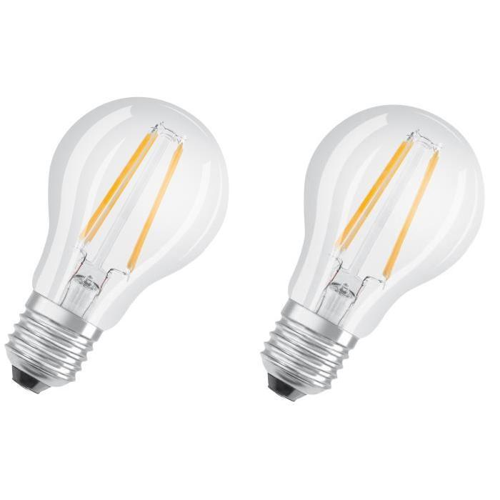 OSRAM Lot de 2 Ampoules LED E27 standard claire 6,5 W équivalent a 60 W blanc froid