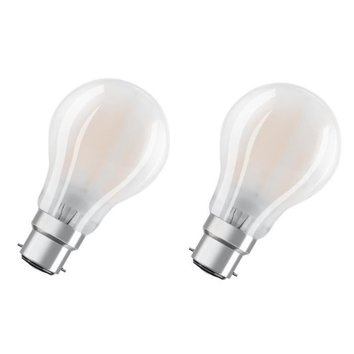 OSRAM Lot de 2 Ampoules LED B22 standard dépolie 4 W équivalent a 40 W blanc chaud