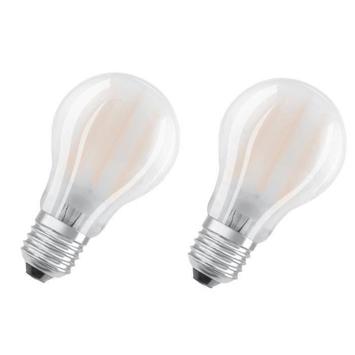 OSRAM Lot de 2 Ampoules LED E27 standard dépolie 7 W équivalent a 60 W blanc froid