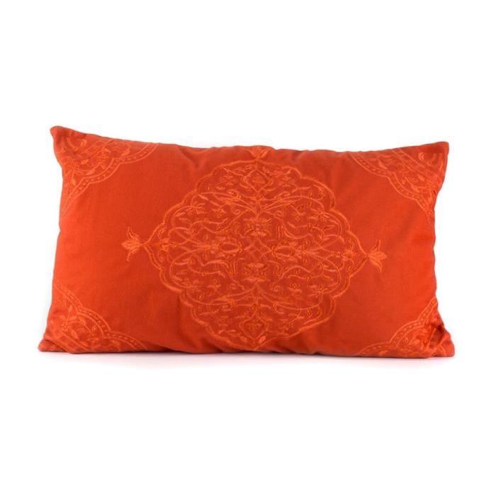 MARLENE BACKER Coussin brodé Laly 30x50 cm orange