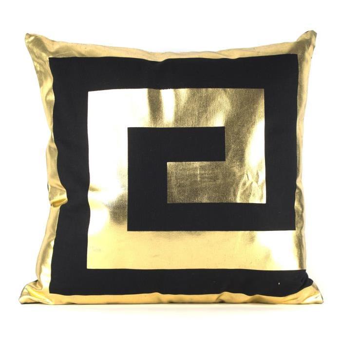 PAVILLON INTERIEUR Coussin Cameron labyrinthe 45x45 cm noir et or