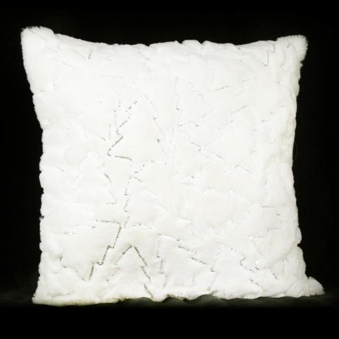 PAVILLON INTERIEUR Coussin Irina sapins 45x45 cm blanc, ivoire et argent