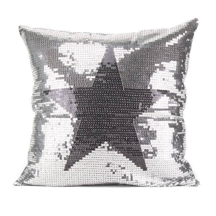 PAVILLON INTERIEUR Coussin Marcy étoile 40x40 cm noir et argent