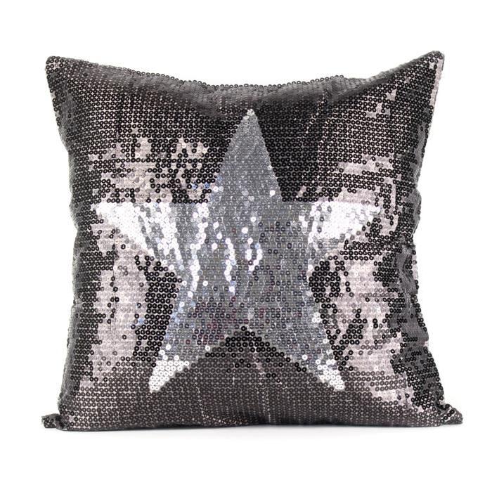 PAVILLON INTERIEUR Coussin Marcy étoile 40x40 cm noir et argent