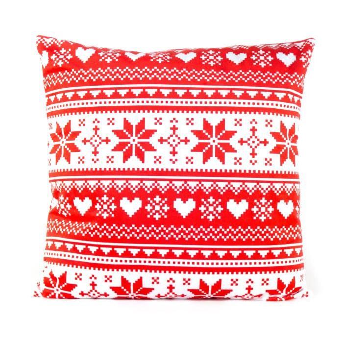 PAVILLON INTERIEUR Coussin Olaf coeur 45x45 cm rouge et blanc