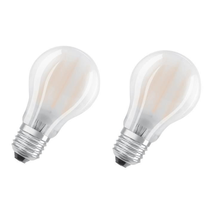 OSRAM Lot de 2 Ampoules LED E27 standard dépolie 8 W équivalent a 75 W blanc chaud