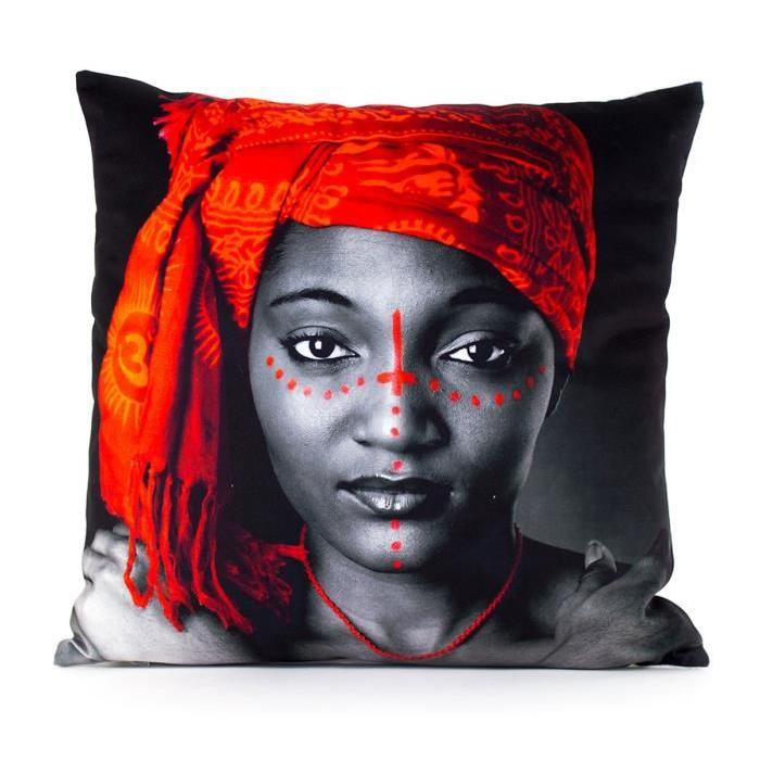 MARLENE BACKER Coussin déhoussable Fara 45x45 cm orange et gris