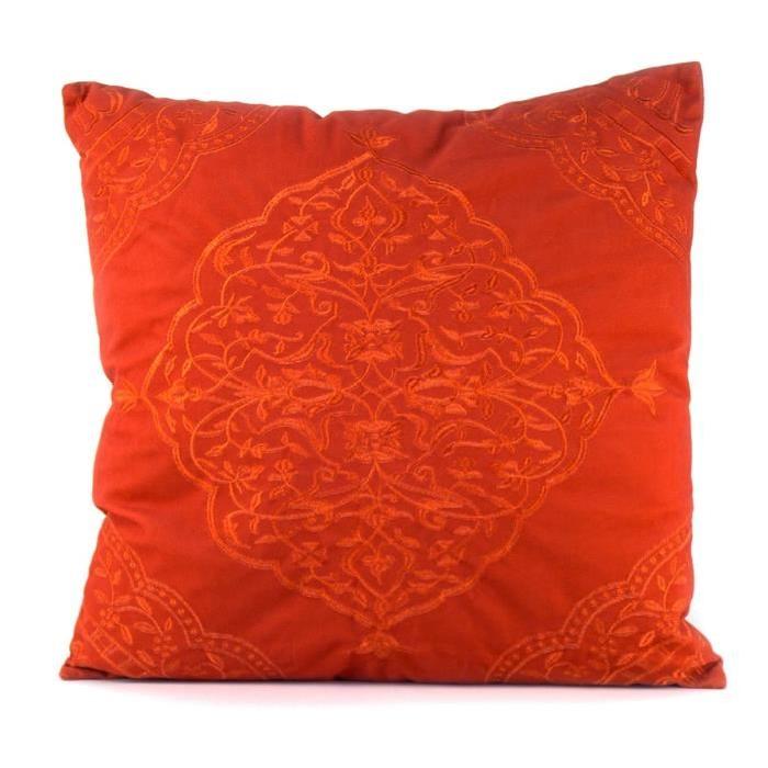 MARLENE BACKER Coussin brodé Laly 45x45 cm orange