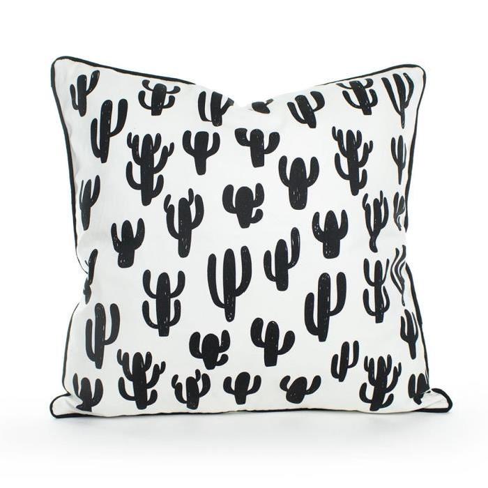 ANDORA Coussin déhoussable POLO 45x45 cm noir et blanc