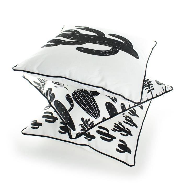 ANDORA Coussin déhoussable POLO 45x45 cm noir et blanc