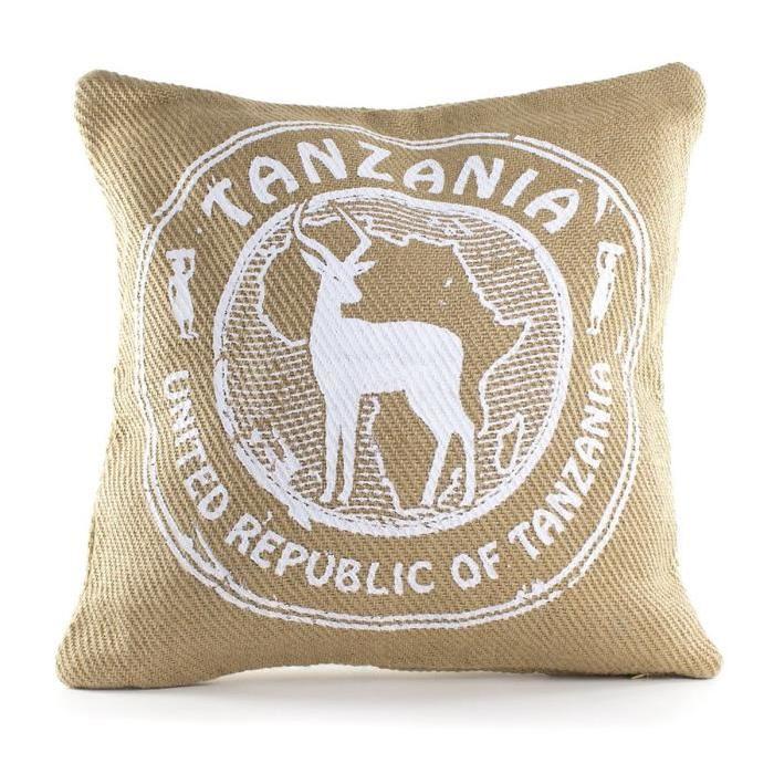 ANDORA Coussin déhoussable MOCA TANZANIA 45x45 cm beige et blanc