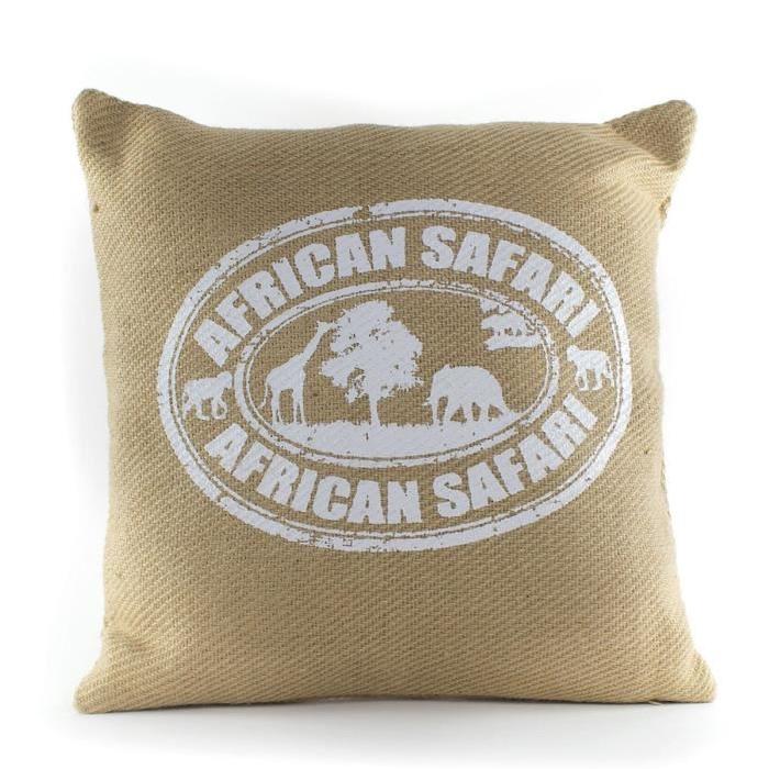 ANDORA Coussin déhoussable ESSI AFRICAN 45x45 cm beige et blanc