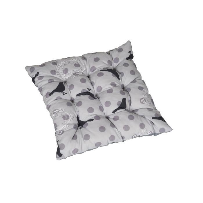 JARDIN PRIVE Galette de chaise futon BIRDY 40x40x5 cm gris