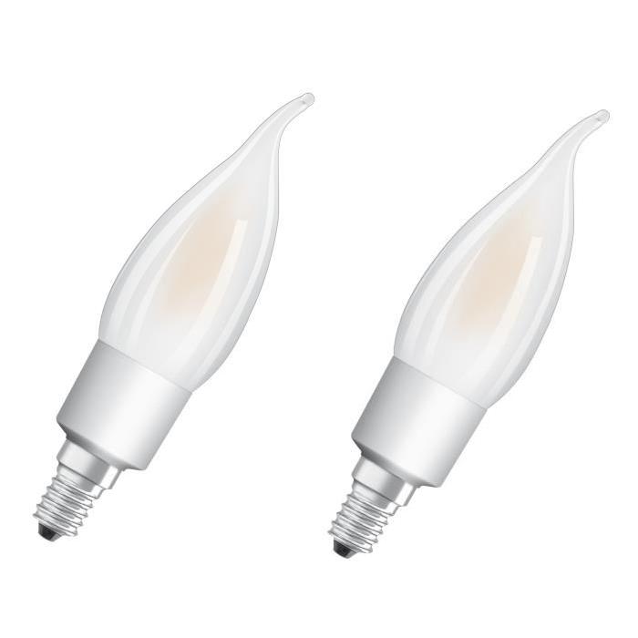 OSRAM Lot de 2 Ampoules LED E14 flamme coup de vent dépolie 4,5 W équivalent a 40 W blanc chaud dimmable variateur