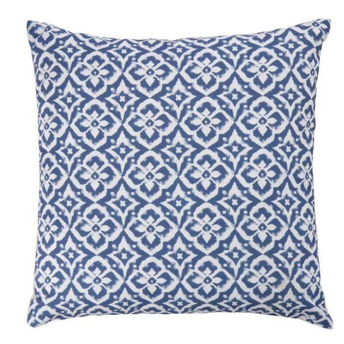 JOLIPA Lot De 2 Coussins Imprimés en coton - Bleu 45x45cm