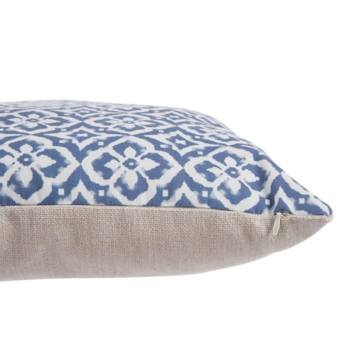 JOLIPA Lot De 2 Coussins Imprimés en coton - Bleu 45x45cm