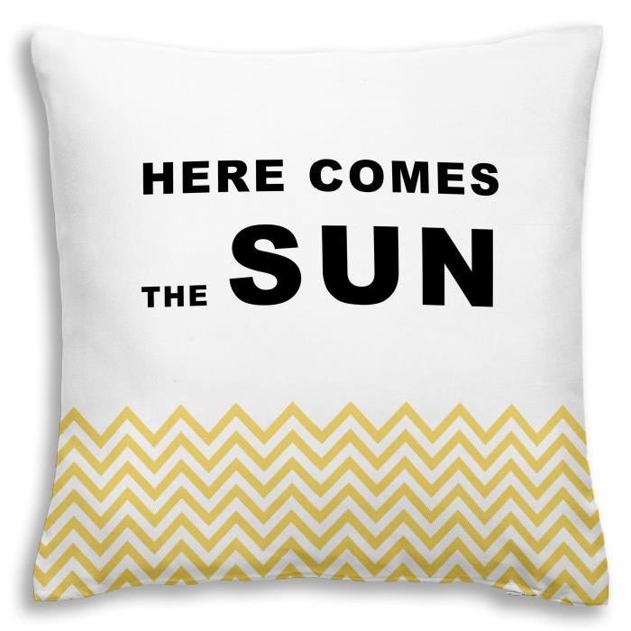 TODAY Coussin déhoussable 100% coton California Dream Here Comes The Sun 40x40 cm jaune et blanc