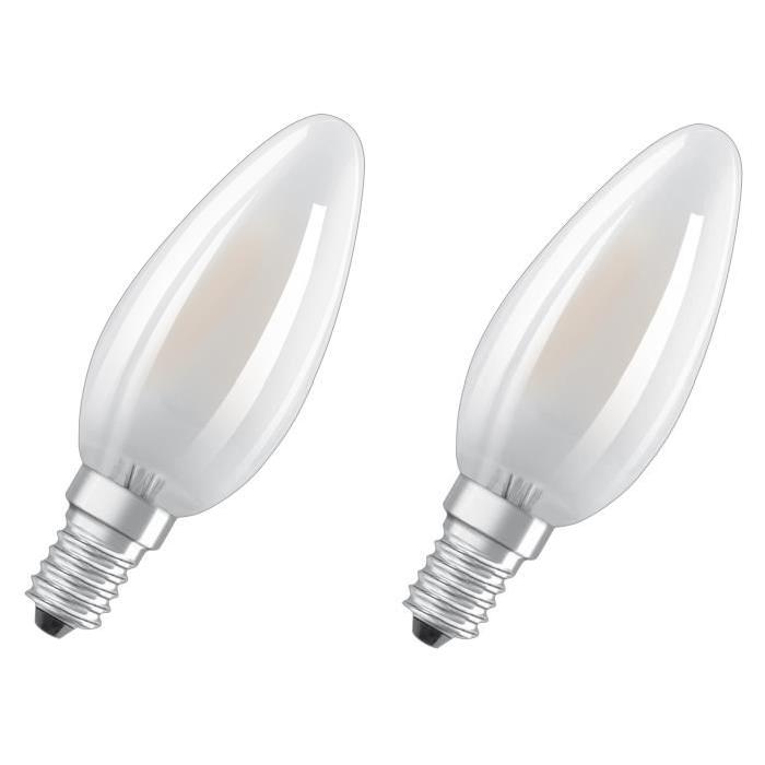 OSRAM Lot de 2 Ampoules LED E14 flamme dépolie 4 W équivalent a 40 W blanc froid