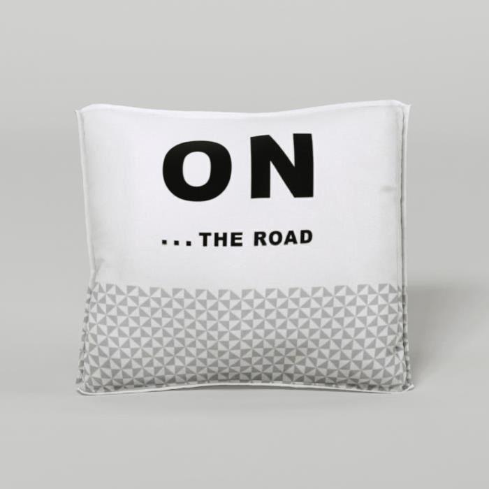 TODAY Coussin déhoussable 100% coton California Dream On the Road 40x40 cm stone et blanc