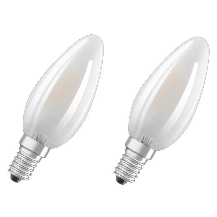 OSRAM Lot de 2 Ampoules LED E14 flamme dépolie 4 W équivalent a 40 W lumiere du jour