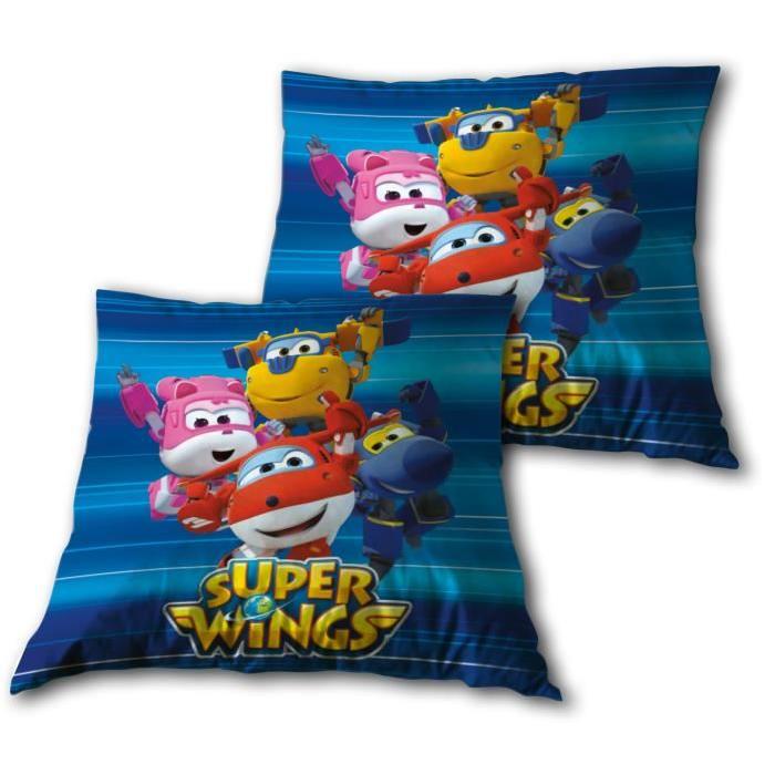 SUPER WINGS Coussin 35x35 cm bleu