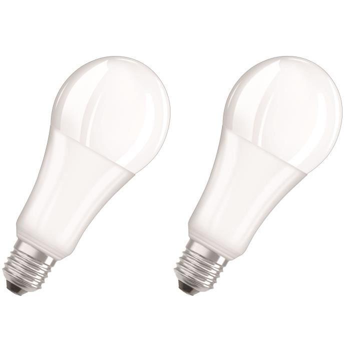 OSRAM Lot de 2 Ampoules LED E27 standard dépolie 21 W équivalent a 150 W blanc chaud dimmable