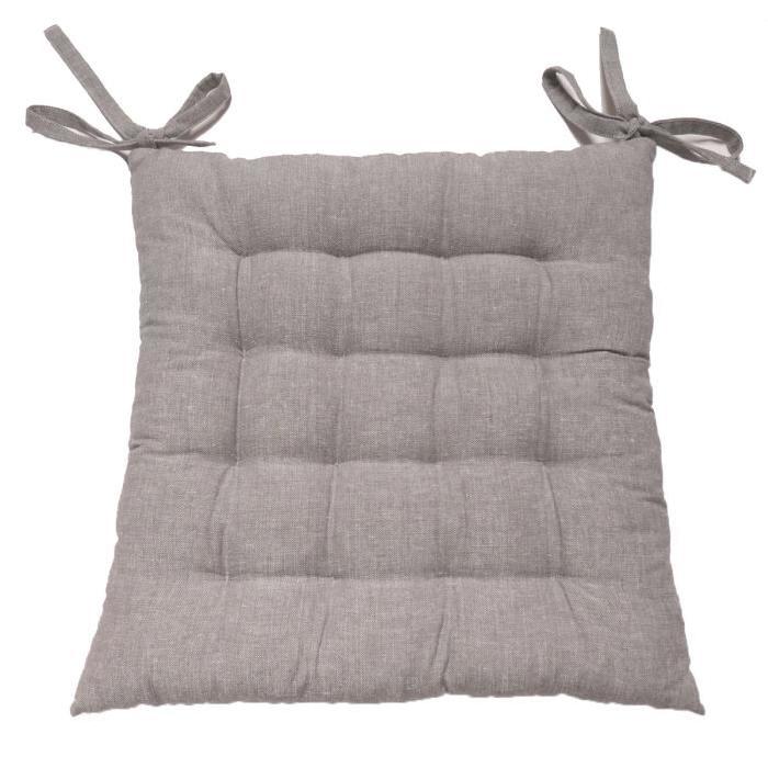 SOLEIL D'OCRE Galette de chaise capitonnée Sweet Home 100% coton 40x40x5 cm gris