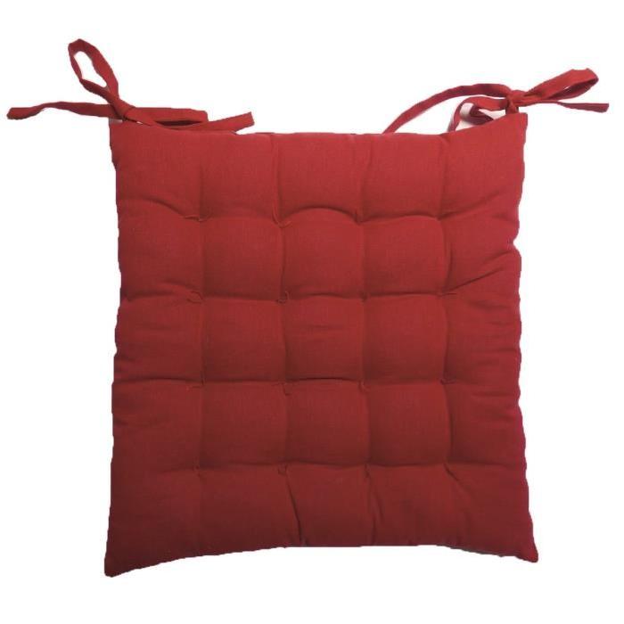 SOLEIL D'OCRE Galette de chaise capitonnée Sweet Home 100% coton 40x40x5 cm rouge