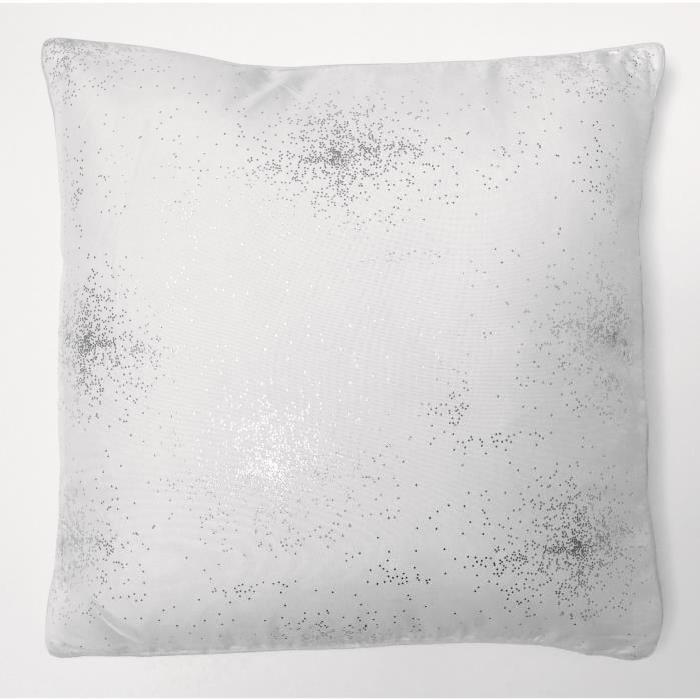 SOLEIL D'OCRE Coussin impression argent Strass 40x40 cm blanc