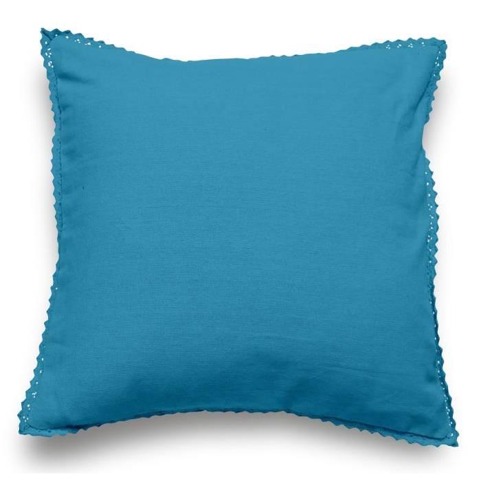 SOLEIL D'OCRE Coussin Dentelle 40x40 cm bleu