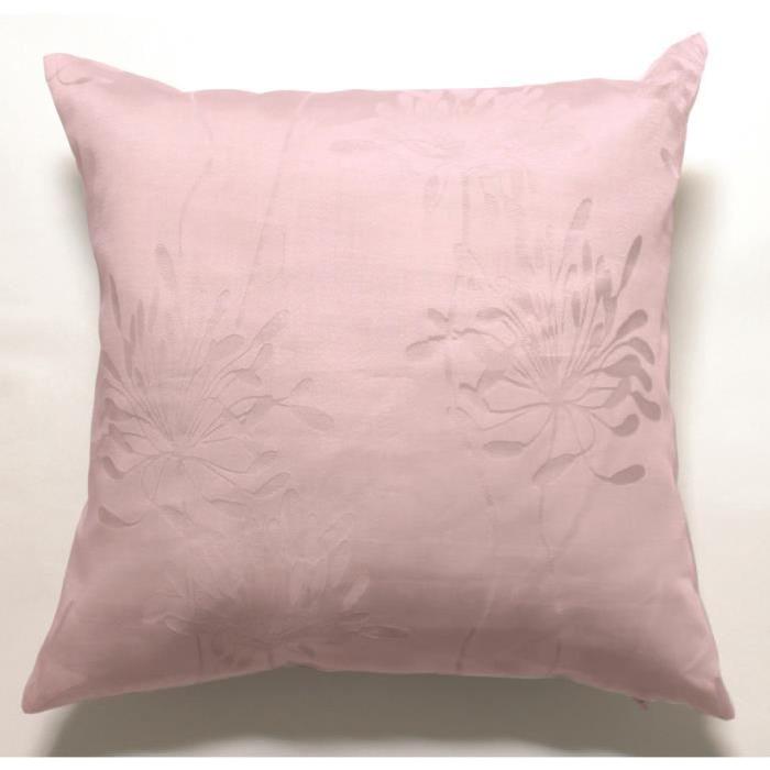 SOLEIL D'OCRE Coussin en dévoré Fleur 40x40 cm rose