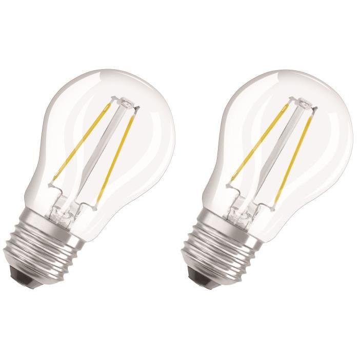 OSRAM Lot de 2 Ampoules LED E27 sphérique claire 4,5 W équivalent a 40 W blanc chaud dimmable