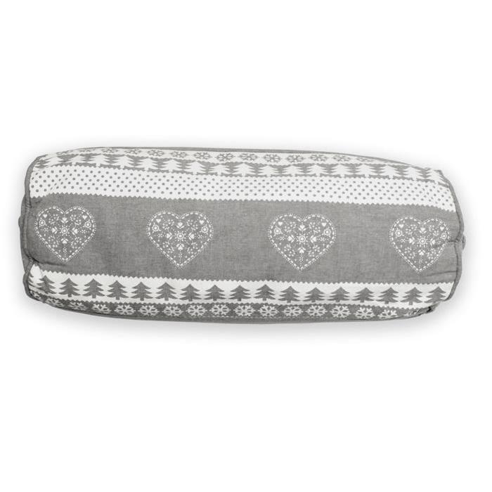 SOLEIL D'OCRE Coussin polochon Ingrid 50 cm gris