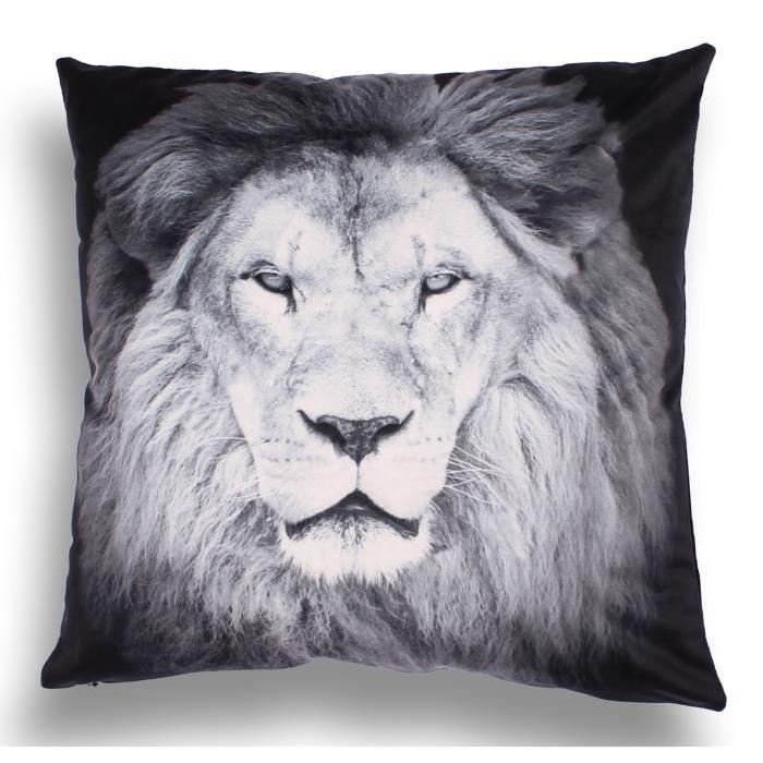 SOLEIL D'OCRE Coussin déco déhoussable Lion - 45 x 45 cm