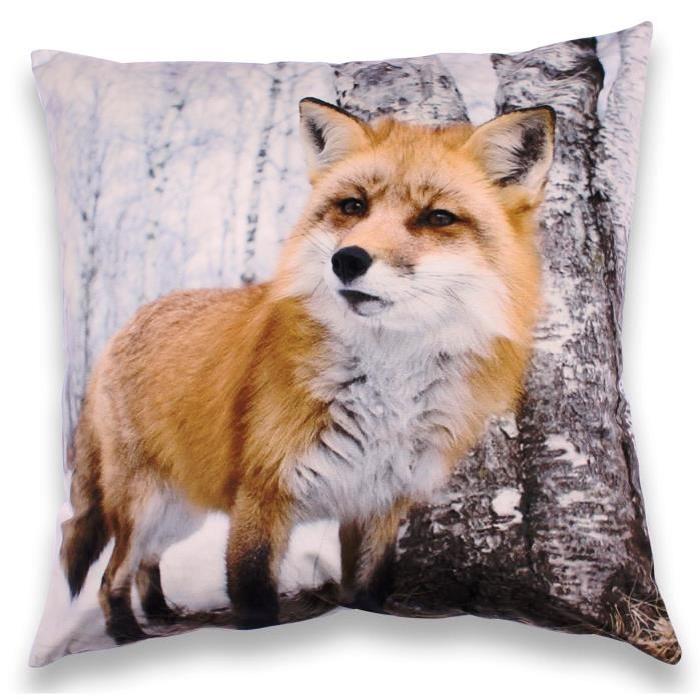 SOLEIL D'OCRE Coussin déco déhoussable Renard - 45 x 45 cm