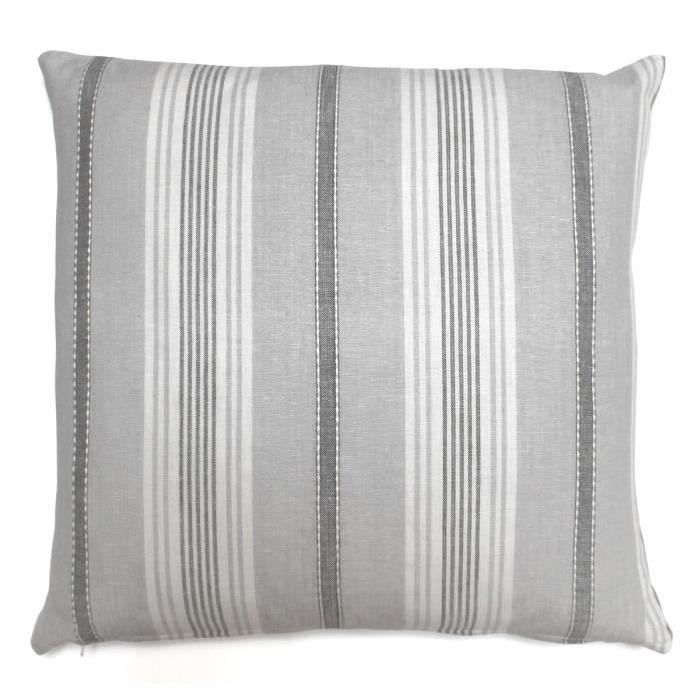 SOLEIL D'OCRE Coussin déhoussable Sandrine 40x40 cm gris et blanc